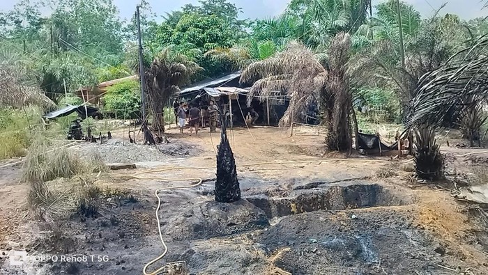 Lokasi tambang minyak ilegal di Desa Bungku, Batanghari, Jambi