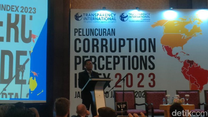 Peluncuran Indeks Persepsi Korupsi Indonesia 2023 oleh Transparency International. (Dwi Rahmawati/detikcom)