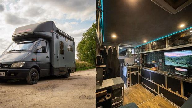 Potret ambulans yang dimodifikasi menjadi rumah tinggal.