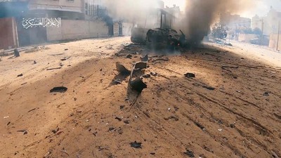 Potret Tank Israel Hancur Dirudal Hamas