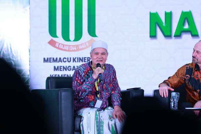 Wakil Rais Aam PBNU KH Afifuddin Muhajir dalam acara Halaqah Nasional Strategi Peradaban NU di Pondok Pesantren Al-Munawwir Krapyak, Yogyakarta, Senin (29/1/2024).