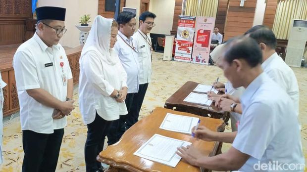 Deklarasi netralitas ASN Pemkot Semarang di Balai Kota Semarang, Rabu (31/1/2024).