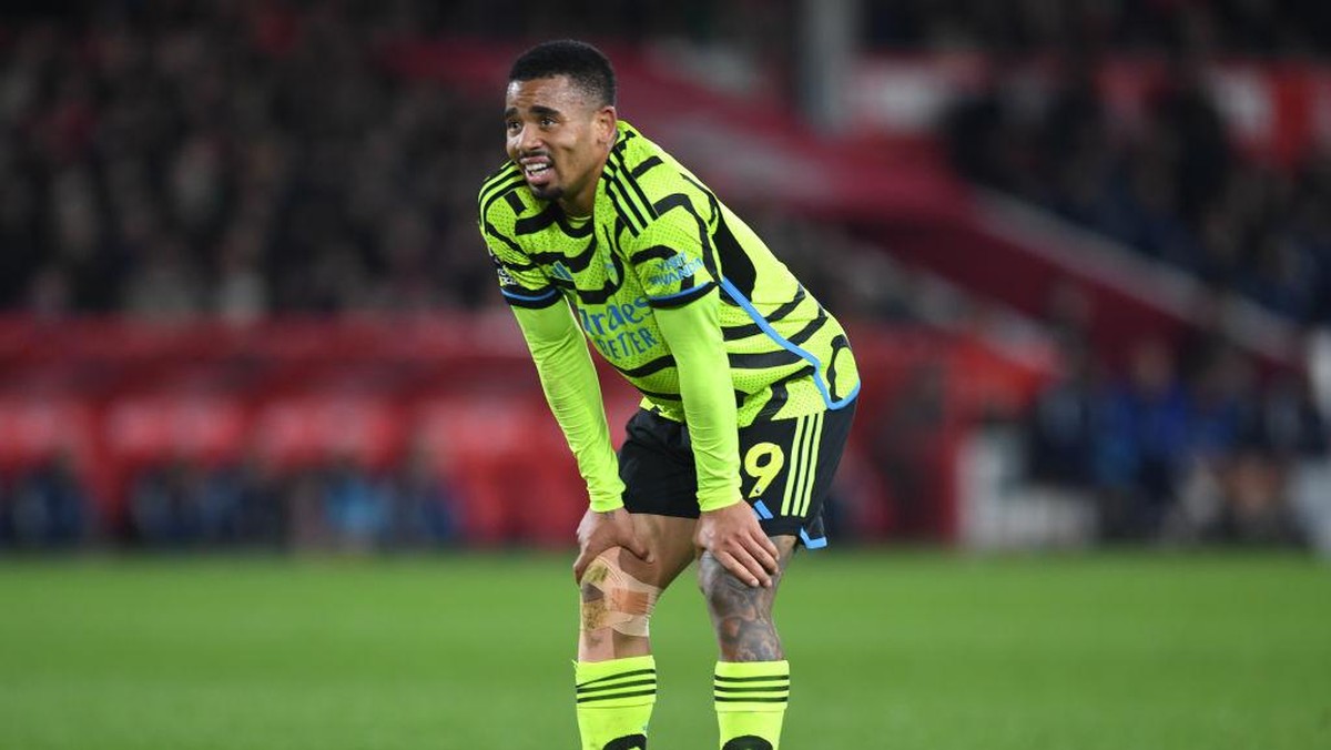 Lutut Gabriel Jesus aman kah? (Arsenal FC via Getty Images/Stuart MacFarlane)