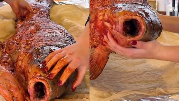 Keluarga Ini Masak Ikan Panggang Raksasa yang Disebut Mirip Ikan Siluman