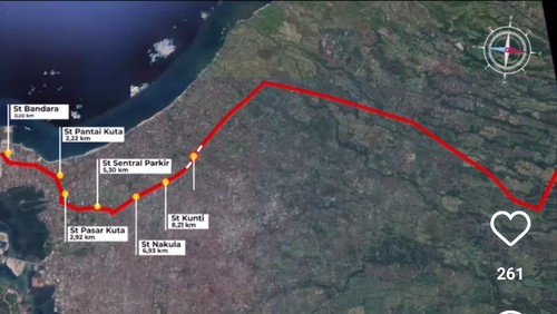 Tangkapan layar video rancangan LRT Bali yang beredar di media sosial.