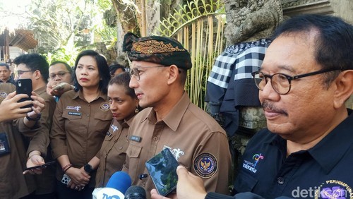 Menparekraf Sandiaga Salahuddin Uno ketika ditemui pada Rabu (31/1/2024) di Ubud, Gianyar, Bali. (Ni Made Lastri Karsiani Putri-detikBali)