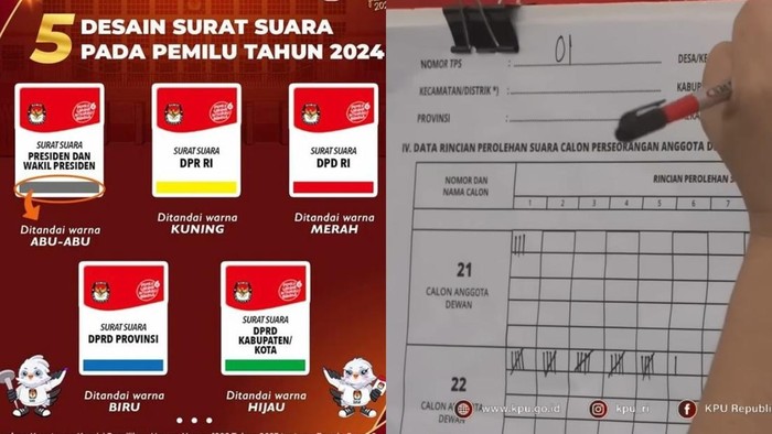 Surat suara dan formulir pemilu 2024.