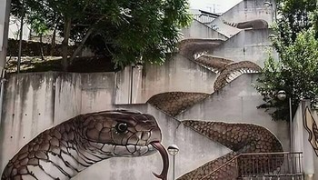 Mural Ular Yang Mengesankan Di Tangga Foto: Reddit via Boredpanda