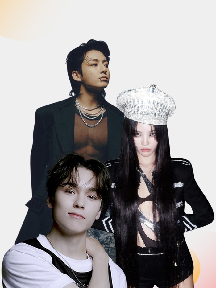 KOMCA Dari kiri atas ke bawah: Jungkook, Soyeon, Vernon.