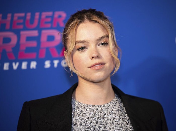 Milly Alcock poses for photographers upon arrival at the TAG Heuer Carrera 60th Anniversary party on Thursday, April 20, 2023 in London. (Vianney Le Caer/Invision/AP)