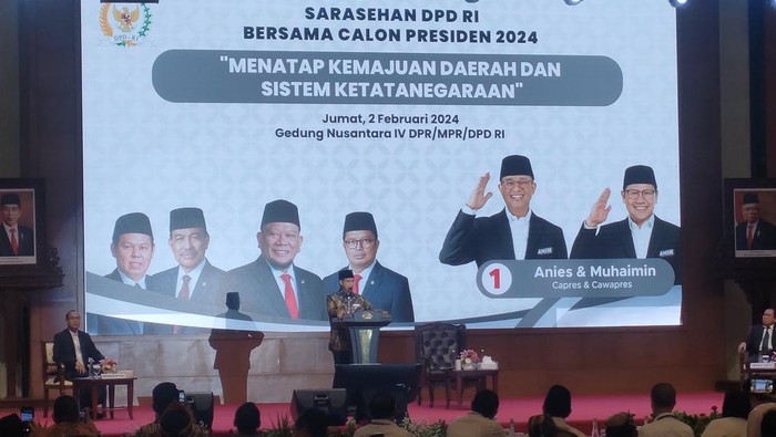 Anies Baswedan dalam acara DPD RI (Dwi/detikcom)