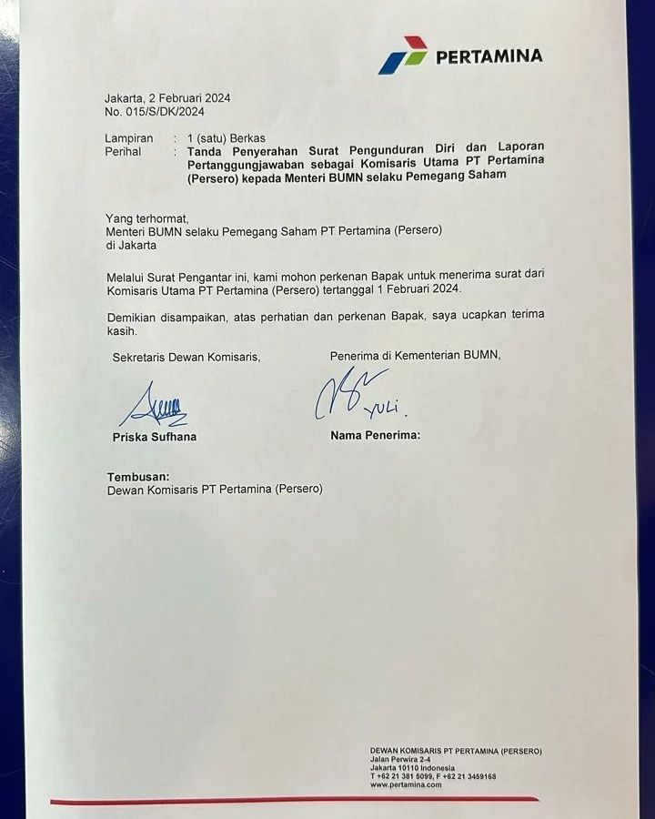 Basuki Tjahaja Purnama mengundurkan diri sebagai Komisaris Utama PT Pertamina. (Instagram @basukibtp)