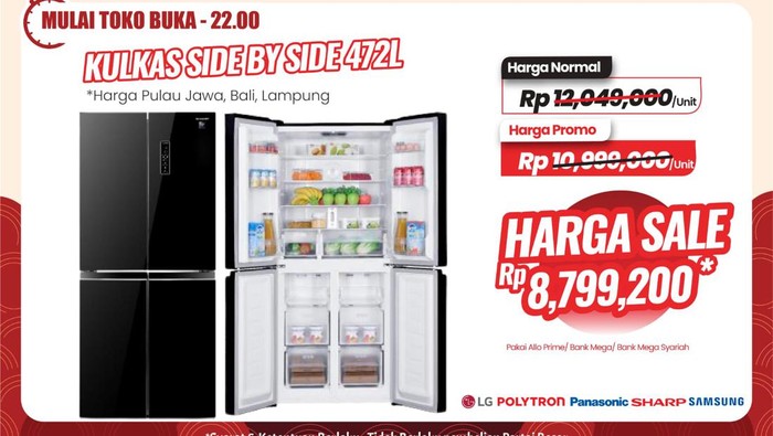 Diskon Melimpah! Beli Kulkas di Transmart Full Day Sale Bisa Hemat Rp 3,2 Juta
