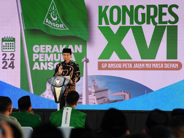 Momen Jokowi Buka Kongres XVI Gerakan Pemuda Ansor