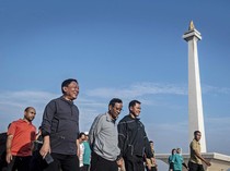 Potret Mahfud Md Olahraga di Monas Saat Hari Terakhir Jadi Menteri