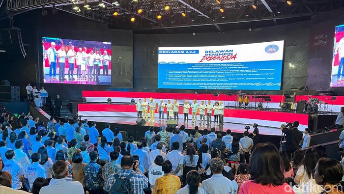 Relawan Pemimpin Indonesia (RAPI) mendeklarasikan dukungan kepada pasangan calon nomor urut 2, Prabowo-Gibran pada kontestasi Pilpres 2024 (Rumondang/detikcom)