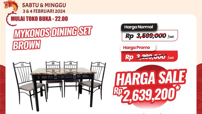 Transmart Full Day Sale! Beli Meja Makan Set Diskon Hampir Rp 1 Juta