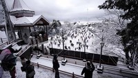Salju yang menutupi kawasan Shimla membuat daerah itu memutih dan terlihat cantik.  