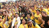 Calon Presiden (Capres) dan Calon Wakil Presiden (Cawapres) nomor urut 3, Ganjar Pranowo - Mahfud MD menghadiri deklarasi dukungan Alumi UI bersama Ganjar-Mahfud di Jakarta, Sabtu (3/2/2024).