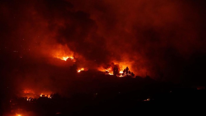 A house burns following the spread of wildfires in Vina del Mar Chile, February 3, 2024. REUTERS/Rodrigo Garrido