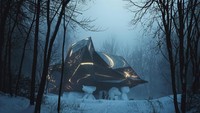 A House to Die In oleh Snøhetta di Oslo adalah karya dari seniman Norwegia Bjarne Melgaard. Bangunan ini berdiri dengan tiang pancang berbentuk patung binatang. Jika dilihat dari depan, bangunan ini seperti mengambang. Di dalamnya terdapat kolam renang, ruang makan, ruang kerja, hingga spa. Foto: Snøhetta via loveproperty.com