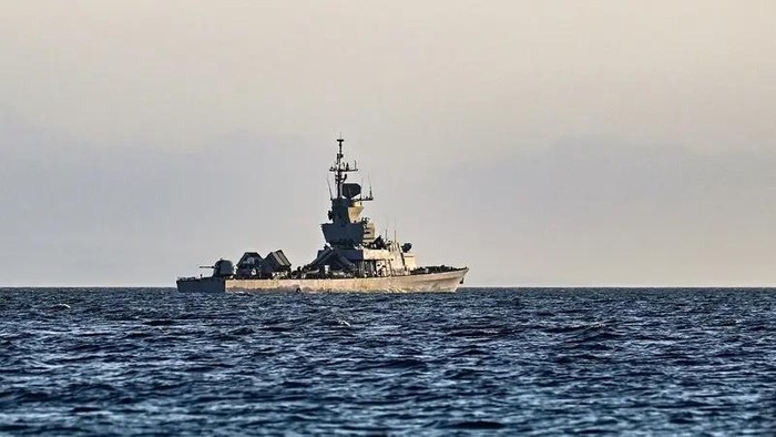 An Israeli navy missile boat patrols in the Red Sea off the coast of Israels southern port city of Eliat on December 26, 2023. (AFP)