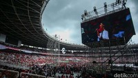 Massa pendukung sudah memadati area acara.