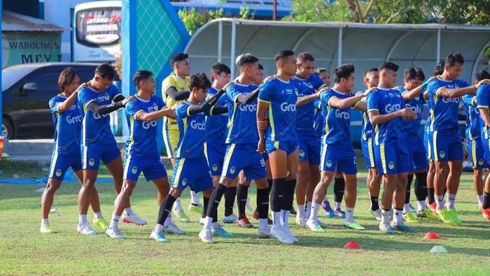 Latihan PSIM Jogja jelang melawan PSMS Medan, Kamis (1/2/2024).
