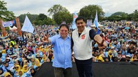 Maruarar menggelar kampanye untuk pasangan calon (paslon) capres-cawapres nomor urut 02, Prabowo Subianto-Gibran Rakabuming Raka di Alun-alun Kabupaten Sumedang, Jawa Barat, Minggu (4/2/2024).