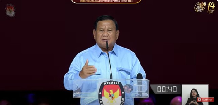 Prabowo Subianto di panggung debat kelima (Dok. Youtube KPU)
