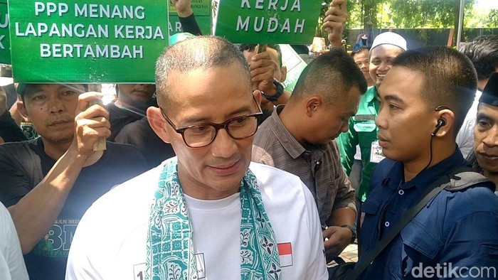 Sandiaga Salahuddin Uno saat datang dan kampanye PPP di Kota Pekalongan, bersama relawan dan pendukung Ganjar-Mahfud, Minggu (4/2/2024)