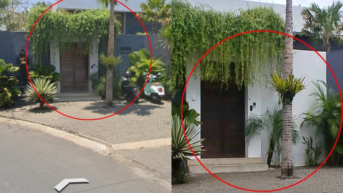 Tampak depan MMM Boutique Villa yang dicocokan dengan aplikasi Google Earth. (Agus Eka/detikBali)