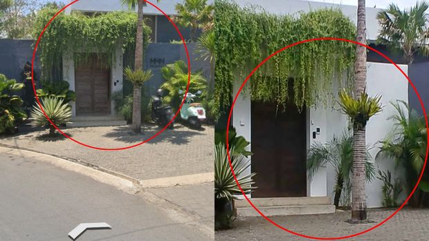 Tampak depan MMM Boutique Villa yang dicocokan dengan aplikasi Google Earth. (Agus Eka/detikBali)