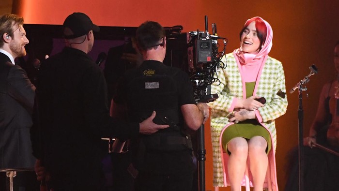 LOS ANGELES, CALIFORNIA - FEBRUARY 04: (FOR EDITORIAL USE ONLY) Billie Eilish performs onstage during the 66th GRAMMY Awards at Crypto.com Arena on February 04, 2024 in Los Angeles, California. (Photo by JC Olivera/WireImage)