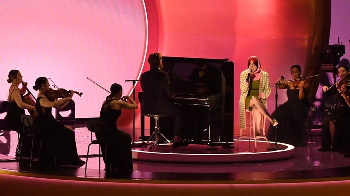 LOS ANGELES, CALIFORNIA - FEBRUARY 04: (FOR EDITORIAL USE ONLY) Billie Eilish performs onstage during the 66th GRAMMY Awards at Crypto.com Arena on February 04, 2024 in Los Angeles, California. (Photo by JC Olivera/WireImage)