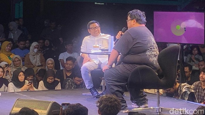 Cak Imin dalam acara Slepet Imin di Universitas Amikom Yogyakarta (Mulia/detikcom)