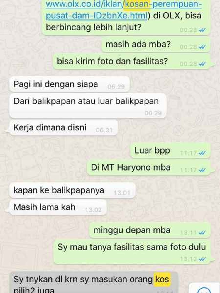 Drama Chat Kocak Cari Kosan, Ketawa Aja Dulu Drama cari kosan yang dekat tempat kuliah atau kerja memang ada saja. Yang sreg di hati bukan cuma berlaku untuk cari pacar, tapi kosan juga.