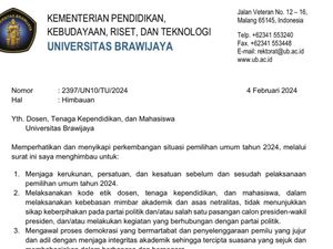 Rektor UB Keluarkan Imbauan Jaga Netralitas Jelang Pemilu