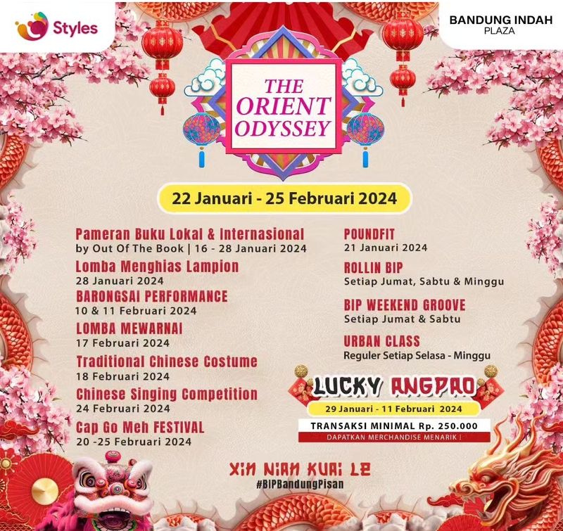 Info jadwal dan lokasi pertunjukan barongsai di Kota Bandung, Februari 2024.
