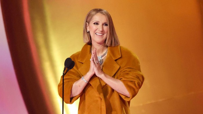 Celine Dion speaks onstage at the 66th Annual GRAMMY Awards held at Crypto.com Arena on February 4, 2024 in Los Angeles, California. (Photo by Christopher Polk/Billboard via Getty Images)
