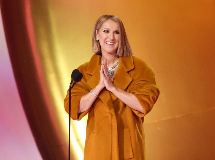 Celine Dion speaks onstage at the 66th Annual GRAMMY Awards held at Crypto.com Arena on February 4, 2024 in Los Angeles, California. (Photo by Christopher Polk/Billboard via Getty Images)
