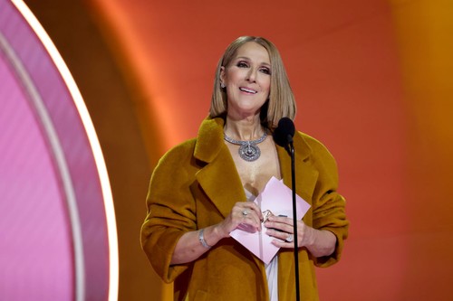 LOS ANGELES, CALIFORNIA - FEBRUARY 04: Celine Dion speaks onstage during the 66th GRAMMY Awards at Crypto.com Arena on February 04, 2024 in Los Angeles, California. (Photo by Kevin Mazur/Getty Images for The Recording Academy)