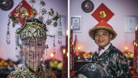 Terlihat dua mempelai Ongnih dan Suanda berjalan dalam pesona pakaian tradisional Cina serupa kisah-kisah dalam film kungfu yang menghiasi layar perak. 