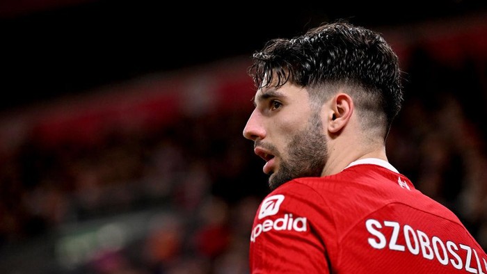 LIVERPOOL, ENGLAND - JANUARY 31: (THE SUN OUT, THE SUN ON SUNDAY OUT) Dominik Szoboszlai of Liverpool during the Premier League match between Liverpool FC and Chelsea FC at Anfield on January 31, 2024 in Liverpool, England. (Photo by Andrew Powell/Liverpool FC via Getty Images)
