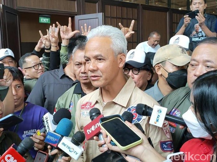 Capres nomor urut 03, Ganjar Pranowo di De Tjolomadoe, Kabupaten Karanganyar, Rabu (7/2/2024).
