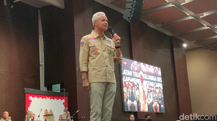 Ganjar Pranowo saat di De Tjolomadoe Karanganyar, Rabu (7/2/2024).