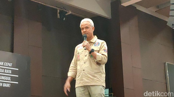 Ganjar Pranowo saat di De Tjolomadoe Karanganyar, Rabu (7/2/2024).
