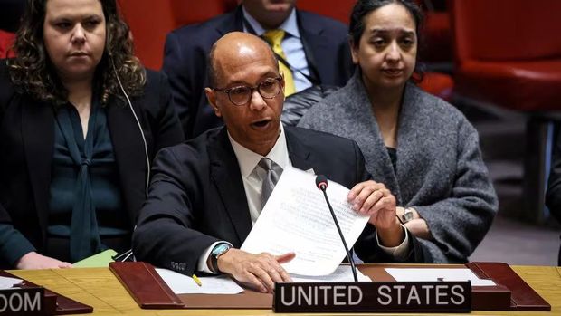Deputy U.S. Ambassador to the U.N. Robert Wood speaks during a meeting of the United Nations Security Council on the crisis in Ukraine at U.N. headquarters in New York, January 22, 2024. REUTERS/Brendan McDermid/ File photo Purchase Licensing Rights, opens new tab