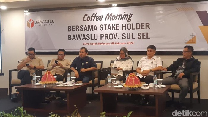 Bawaslu Sulsel menggelar kegiatan Coffee Morning bersama Stakeholder di Hotel Claro, Makassar. Sahrul Alim/detikSulsel