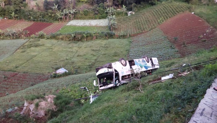 Bus Kramat Djati Masuk Jurang Sedalam 20 Meter Di Jalur Puncak Cianjur 3597